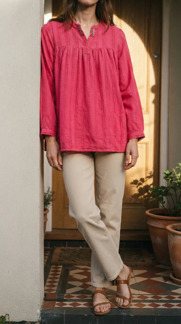 Pink Embellished Stitched Shirt PW625618