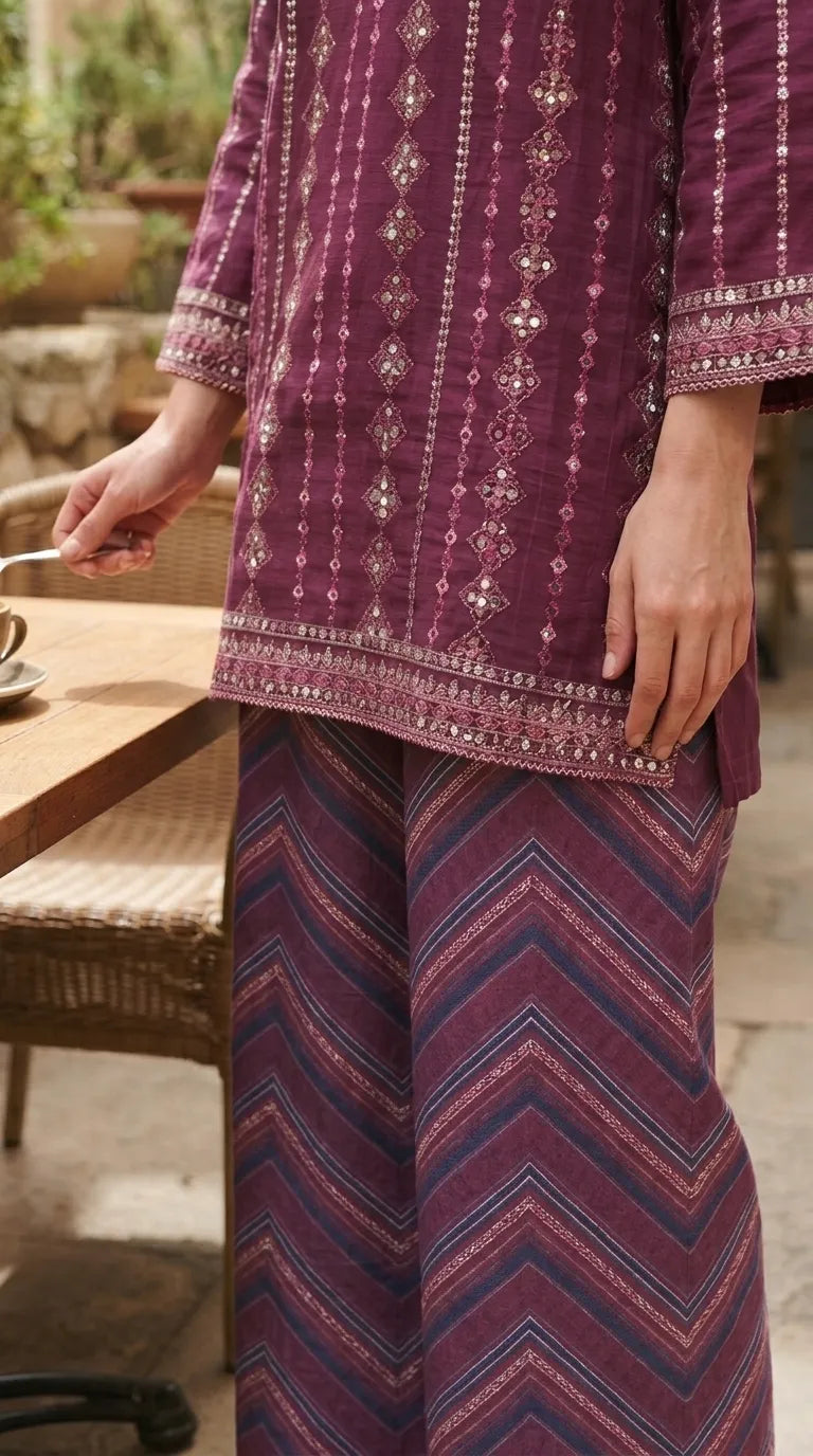 2 PC Embellished Khaddar Stitched Suit PW628466
