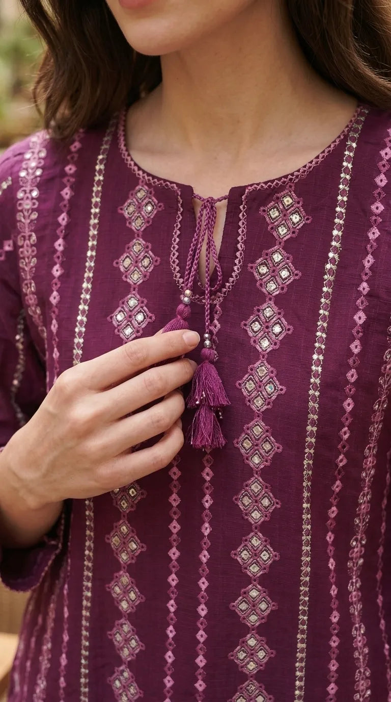 2 PC Embellished Khaddar Stitched Suit PW628466