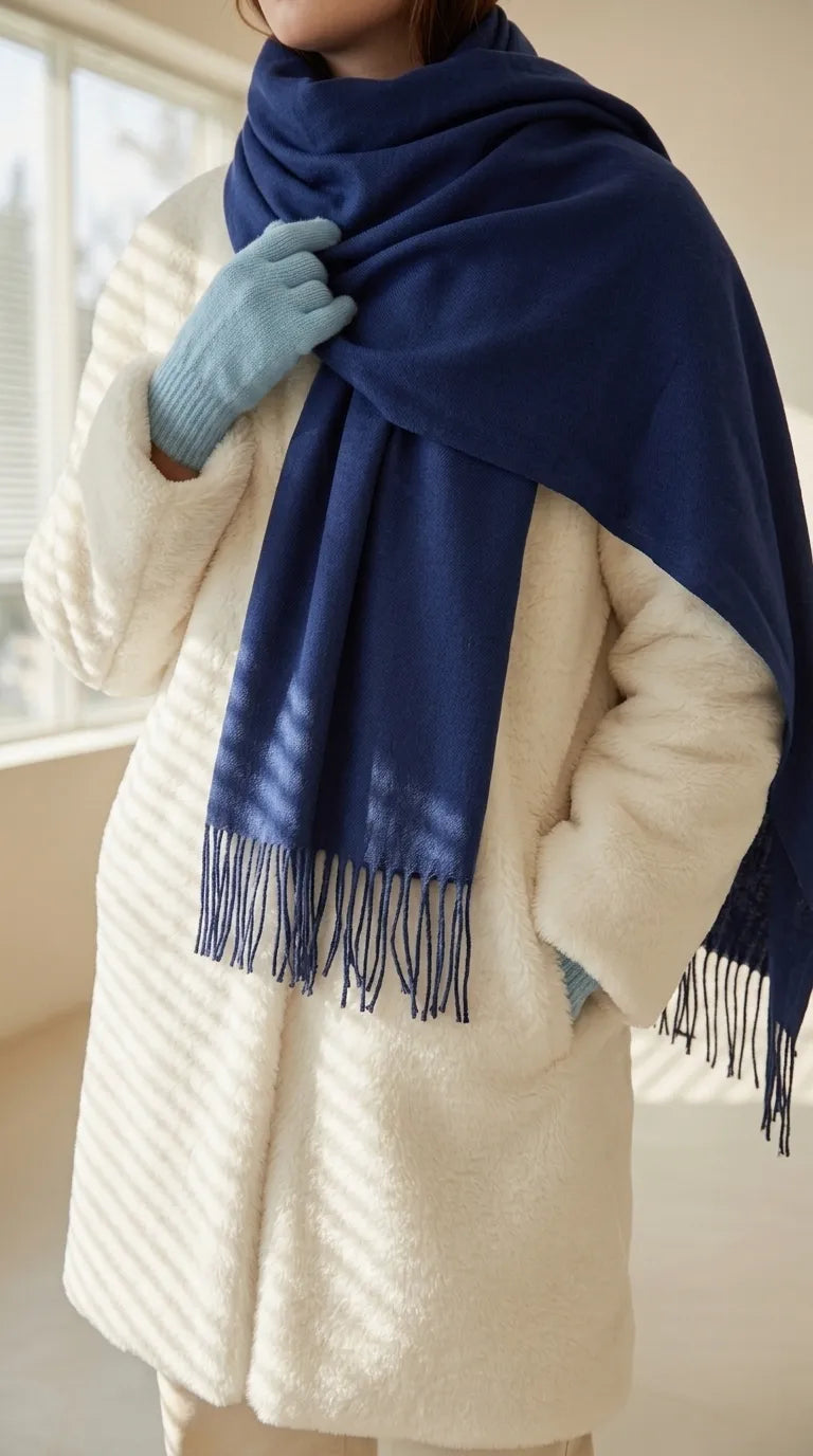 Navy Winter Acrylic Stole PW674848