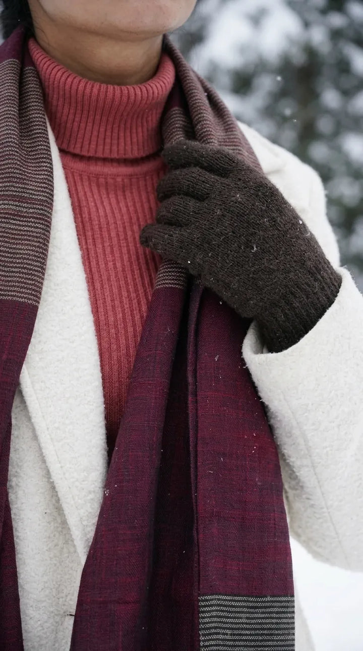 Maroon Winter Acrylic Stole PW675305