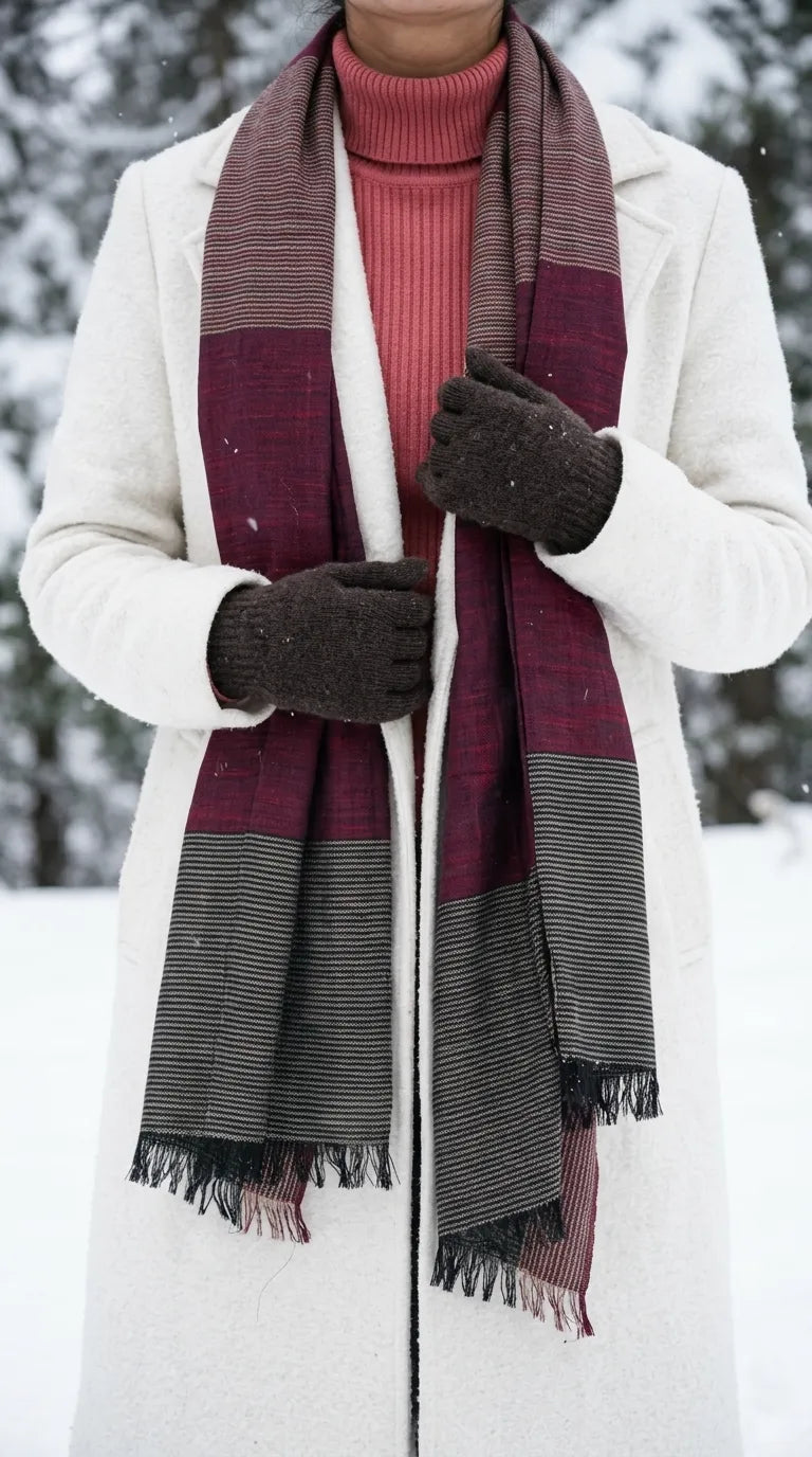Maroon Winter Acrylic Stole PW675305