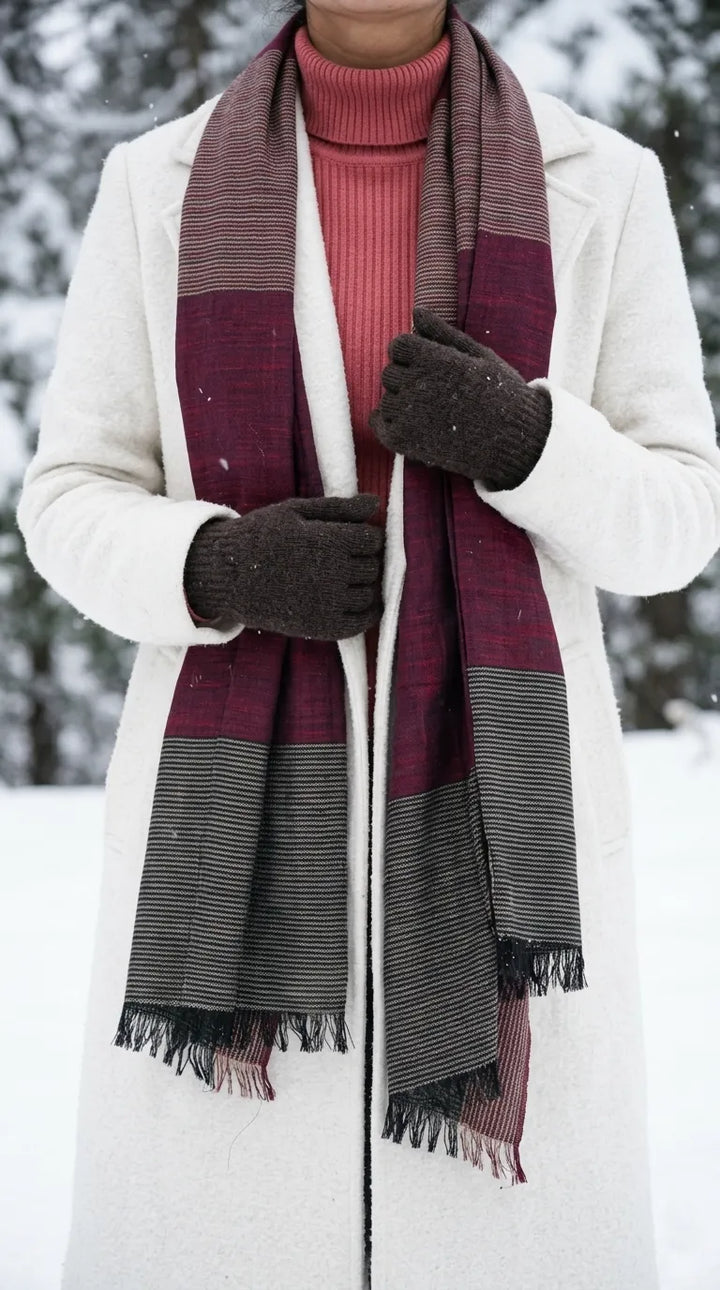 Maroon Winter Acrylic Stole PW675305