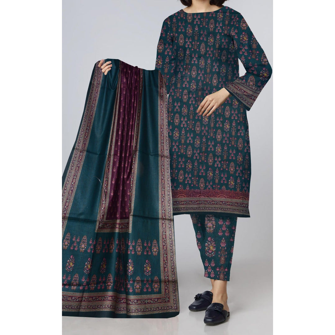 3PC- Unstitched Digital Printed Dhanak Suit PW9507