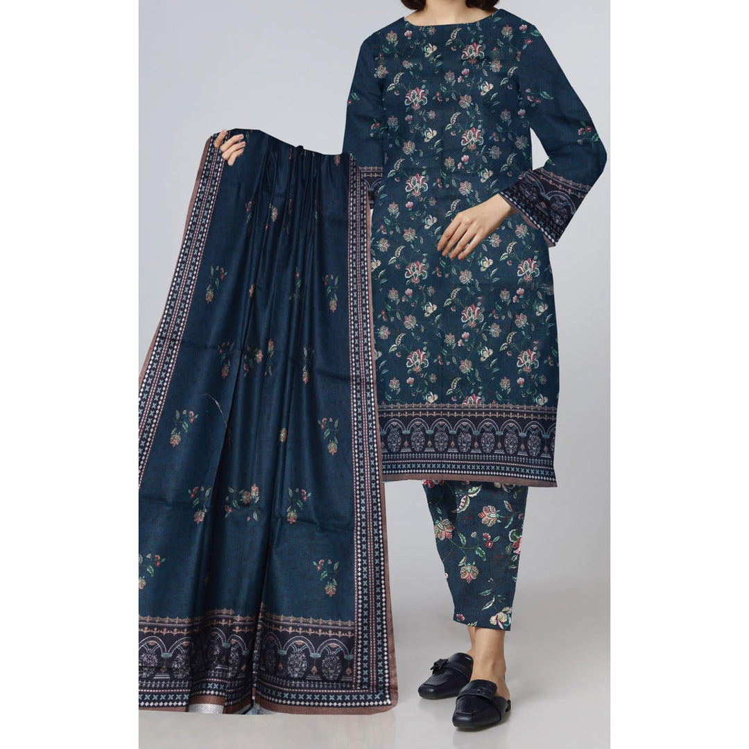 3PC- Unstitched Digital Printed Dhanak Suit PW9518