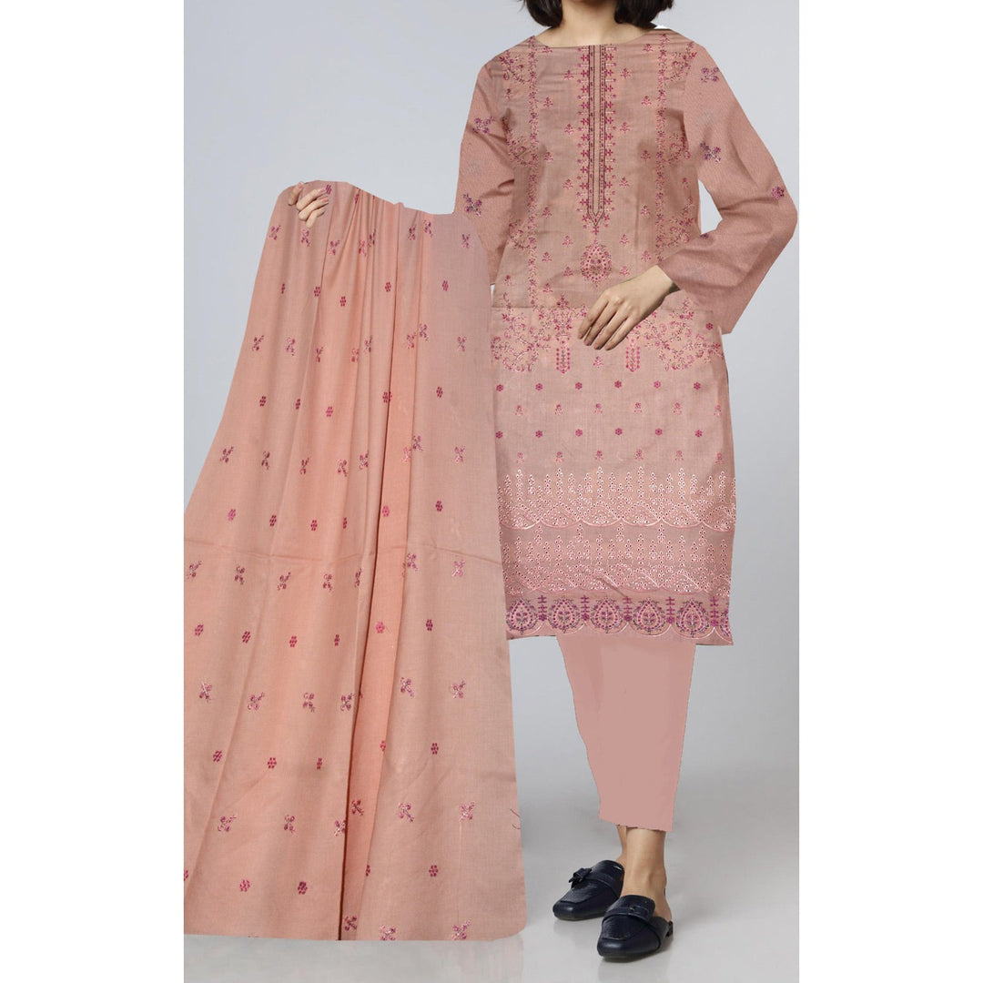 3PC- Unstitched Digital Embroidered Dhanak Suit PW9581