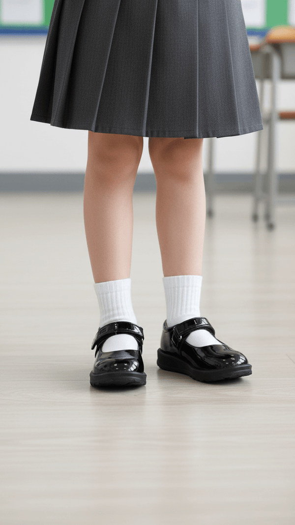 Girls Black Pateint School Shoes SK0050