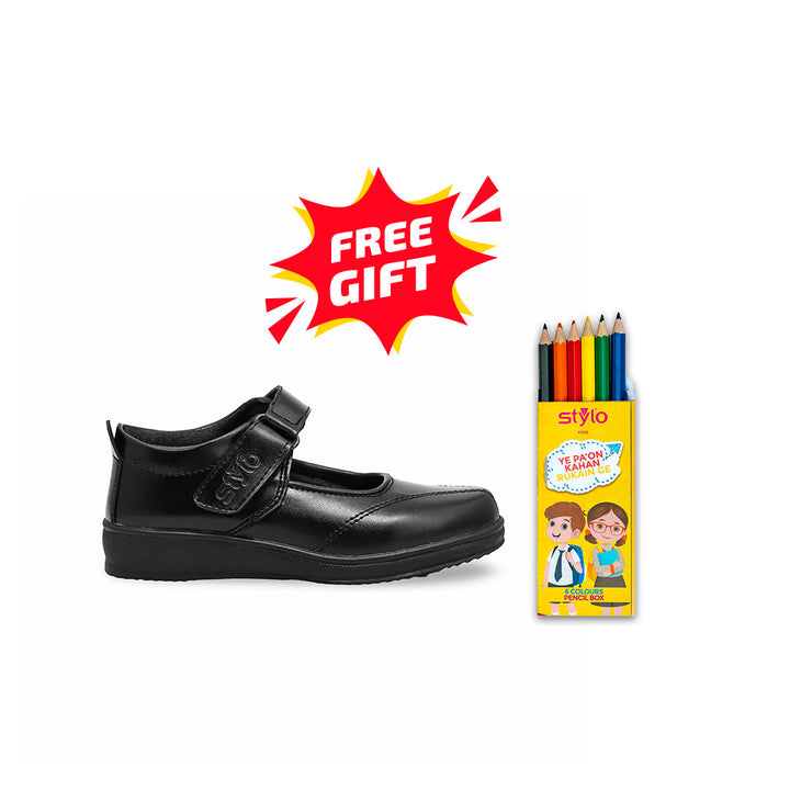 Girls Black School Shoes SK0052