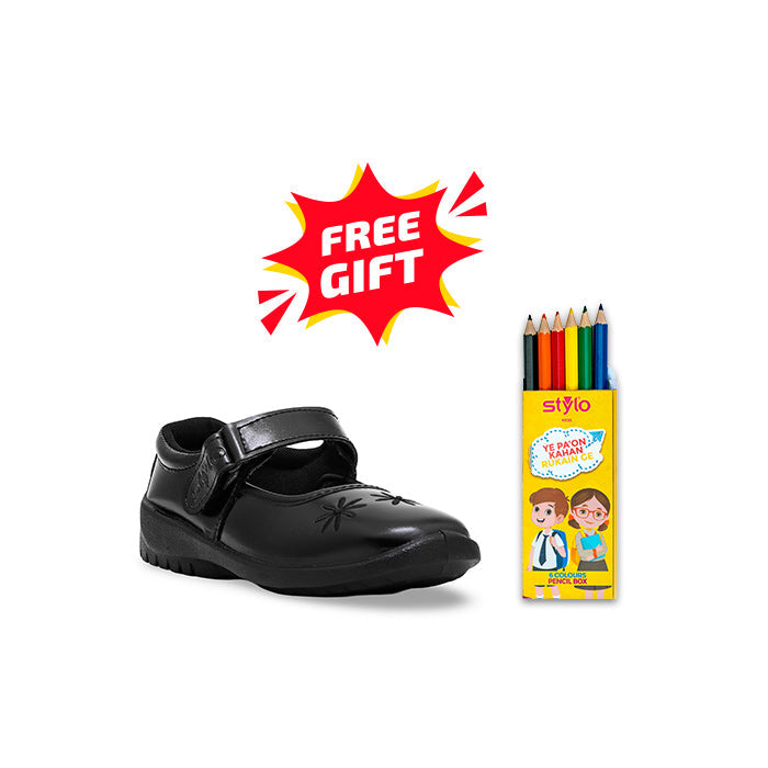 Girls Black School Shoes SK0064