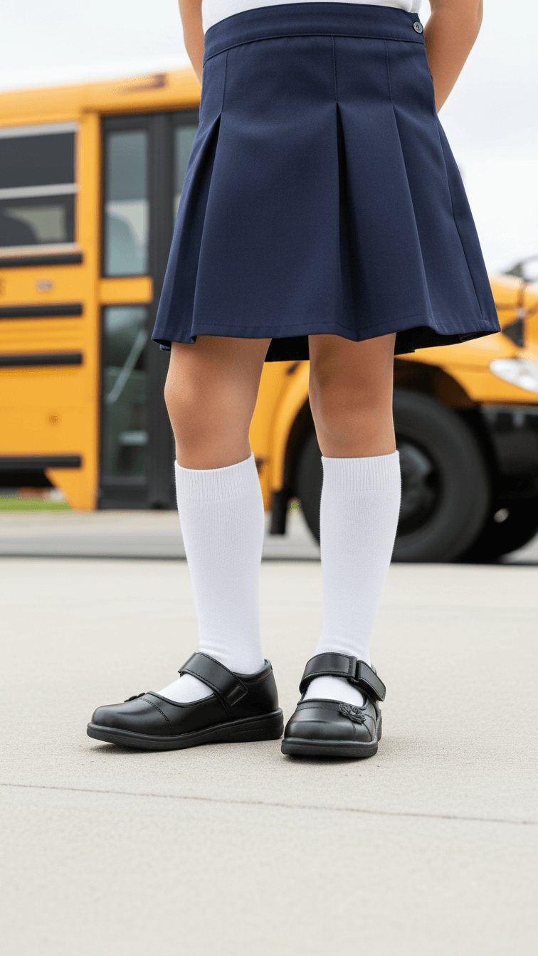 Girls Black Velcro Strap School Shoes SK0068