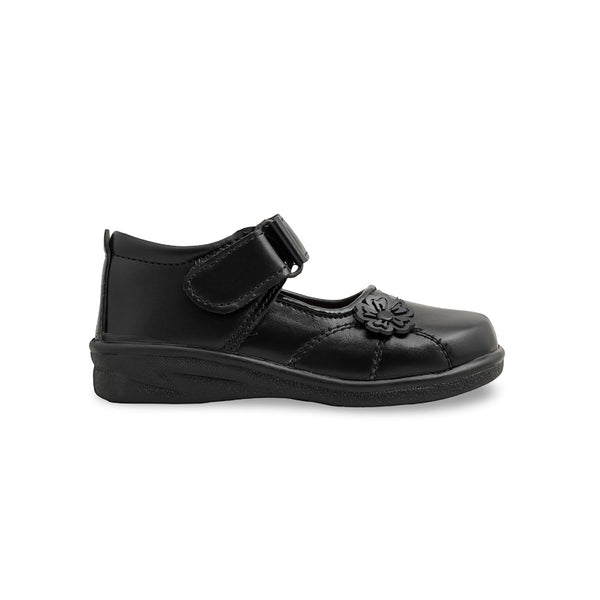Girls Black Velcro Strap School Shoes SK0068
