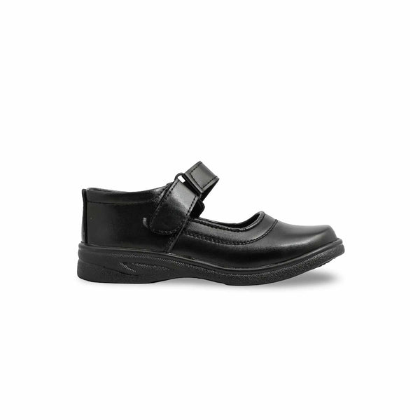 Girls Black Velcro Strap School Shoes SK0071
