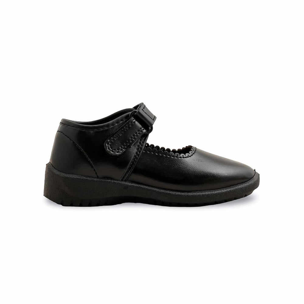 Girls Black Velcro Strap School Shoes SK0076