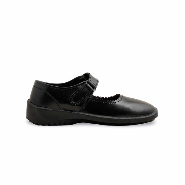 Girls Black Velcro Strap School Shoes SK0077