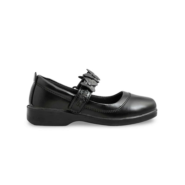 Girls Black Velcro Strap School Shoes SK0078