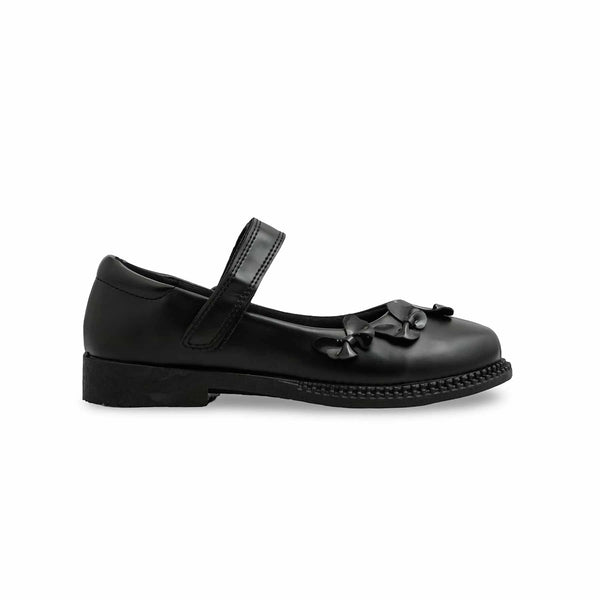 Girls Black Velcro Strap School Shoes SK0085