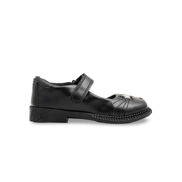 Girls Black Velcro Strap School Shoes SK0086