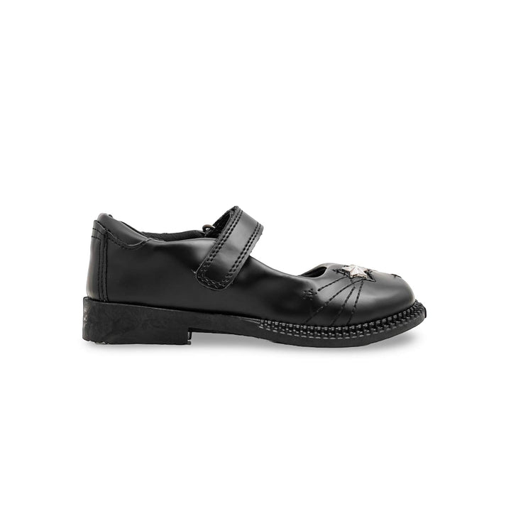 Girls Black Velcro Strap School Shoes SK0086