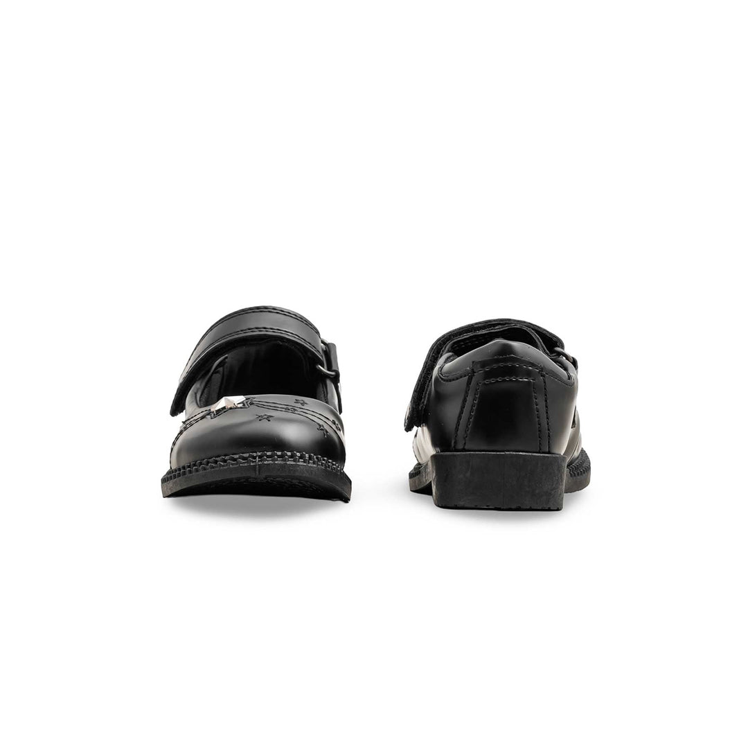 Girls Black Velcro Strap School Shoes SK0086