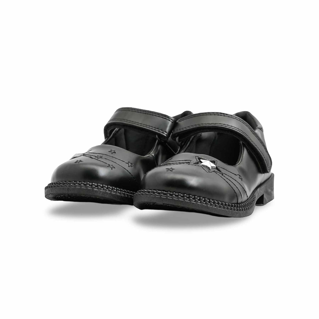 Girls Black Velcro Strap School Shoes SK0087