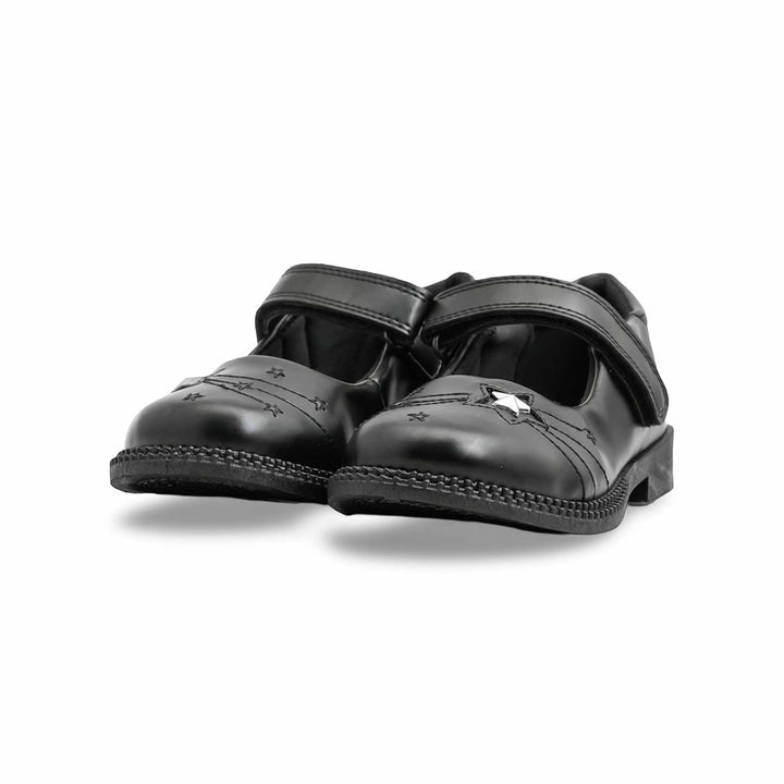 Girls Black Velcro Strap School Shoes SK0087
