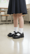 Girls Black Velcro Strap School Shoes SK0089