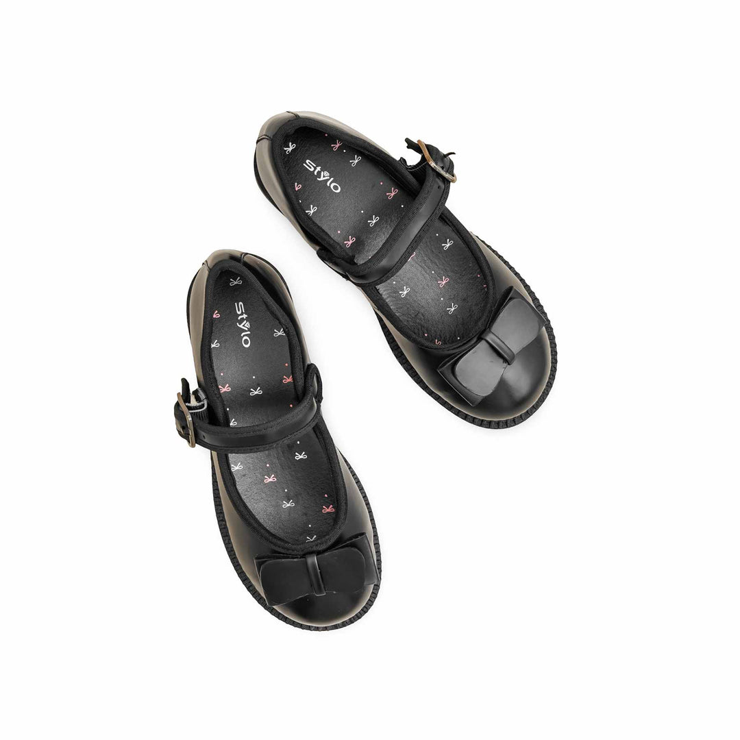 Girls Black Velcro Strap School Shoes SK0089