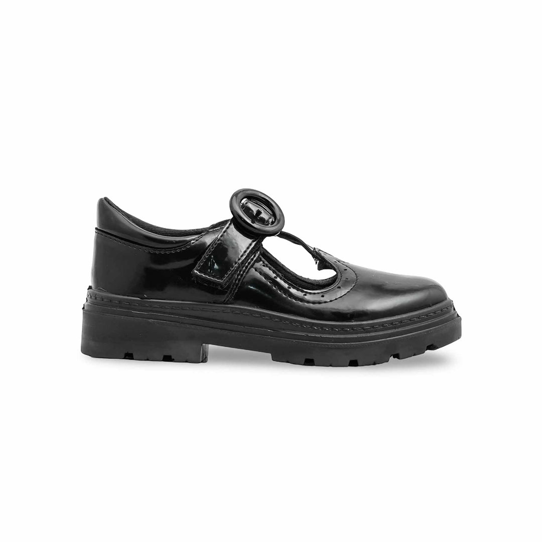 Girls Black Velcro Strap School Shoes SK0090