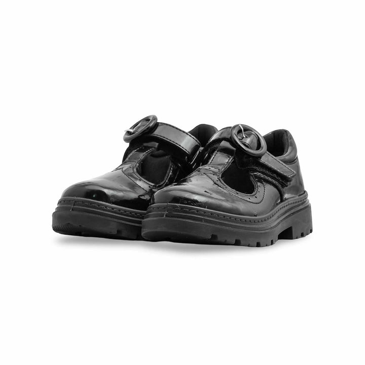 Girls Black Velcro Strap School Shoes SK0090