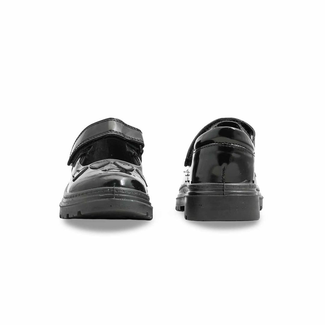 Girls Black Velcro Strap School Shoes SK0092