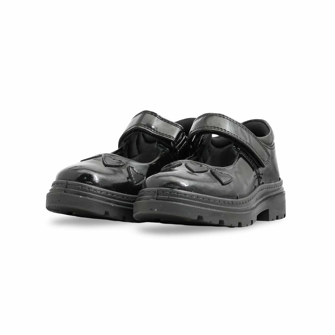 Girls Black Velcro Strap School Shoes SK0092