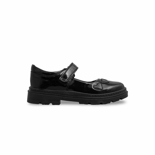 Girls Black Velcro Strap School Shoes SK0093