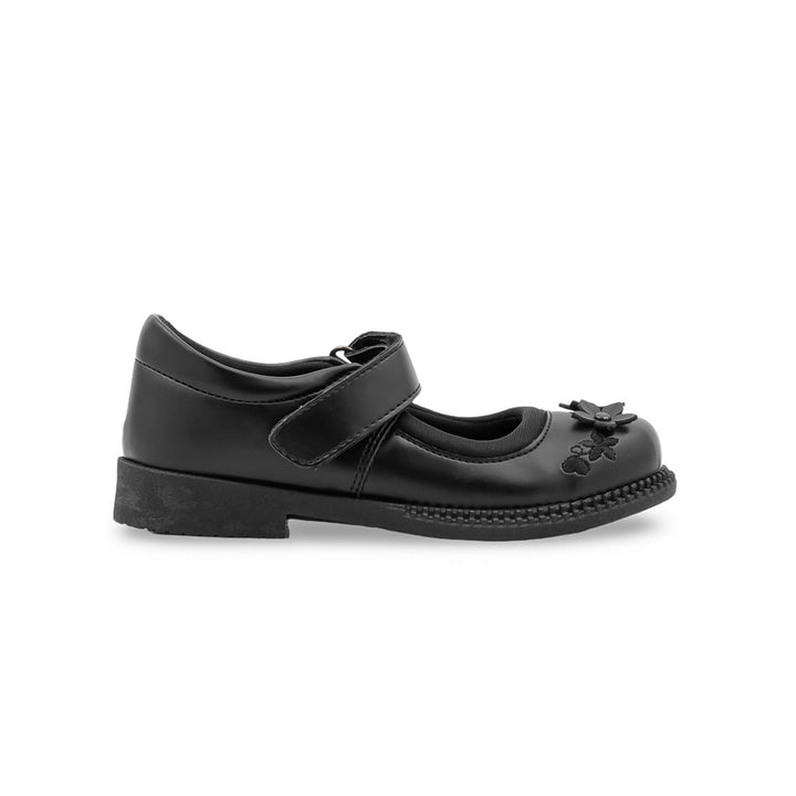 Girls Black Velcro Strap School Shoes SK0094