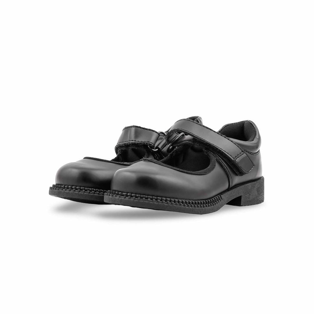 Girls Black Velcro Strap School Shoes SK0098