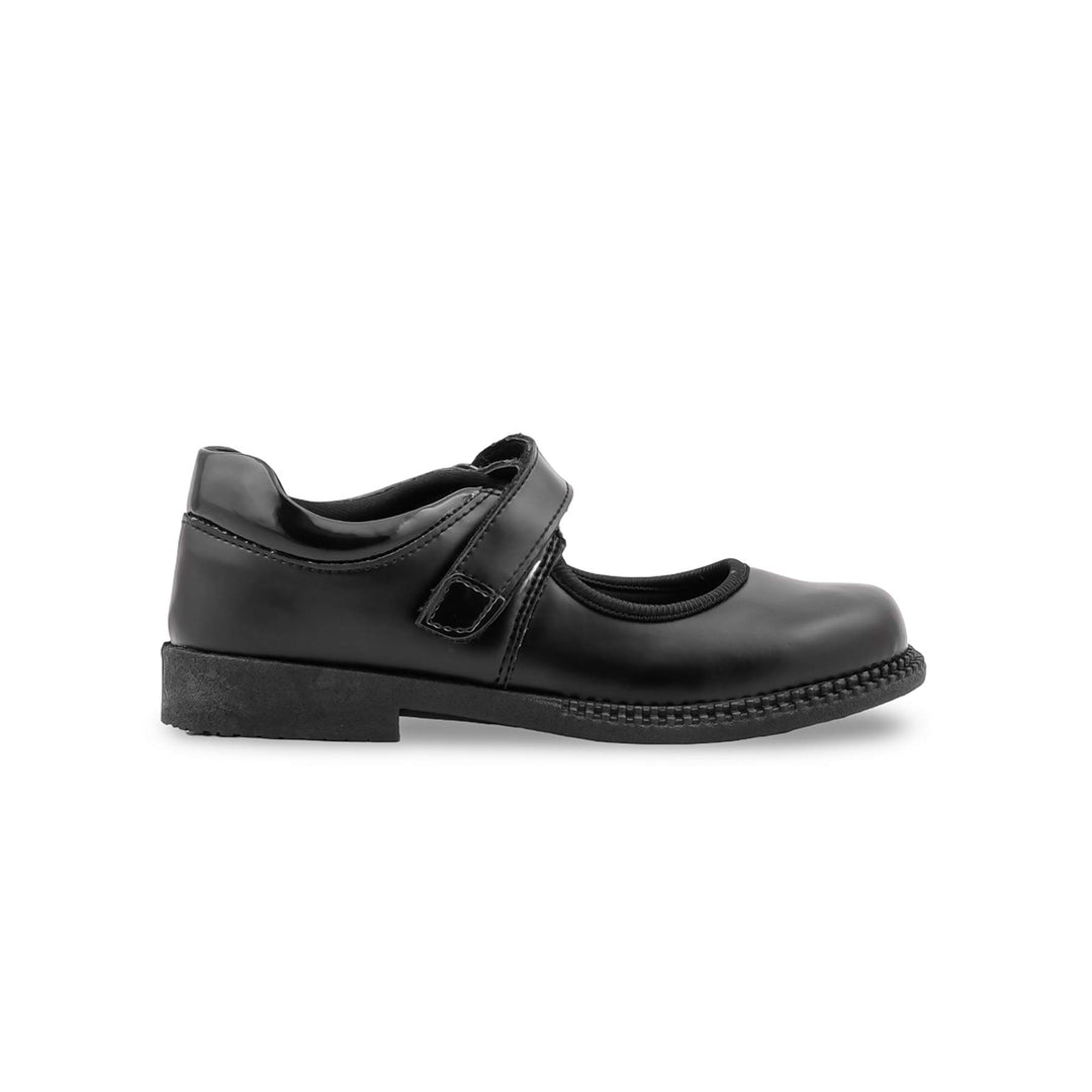 Girls Black Velcro Strap School Shoes SK0099