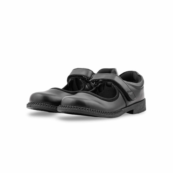 Girls Black Velcro Strap School Shoes SK0099