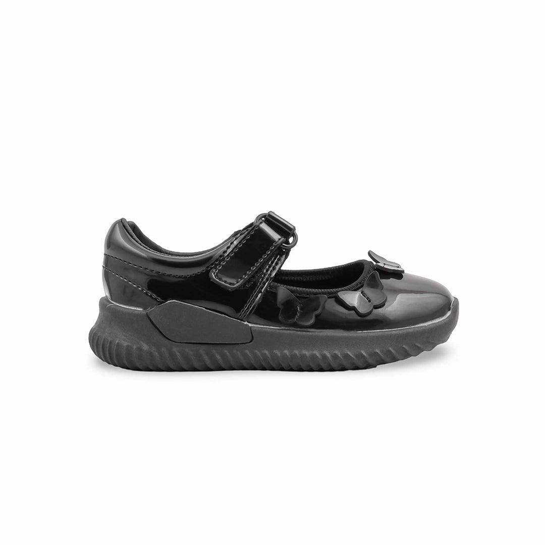 Girls Black Velcro Strap School Shoes SK0100