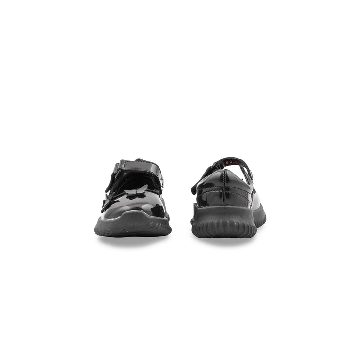 Girls Black Velcro Strap School Shoes SK0100