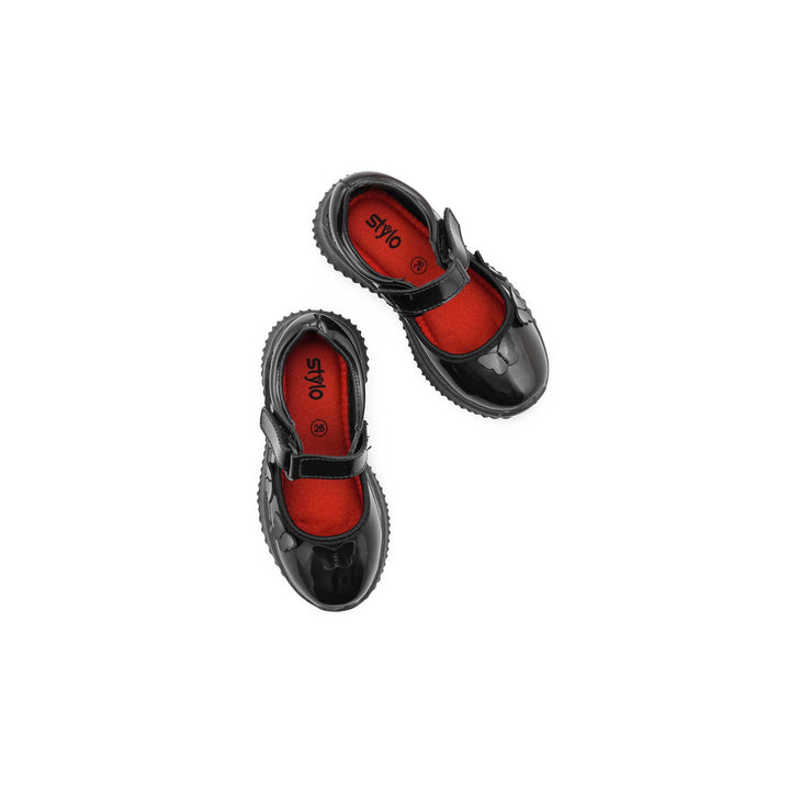 Girls Black Velcro Strap School Shoes SK0100