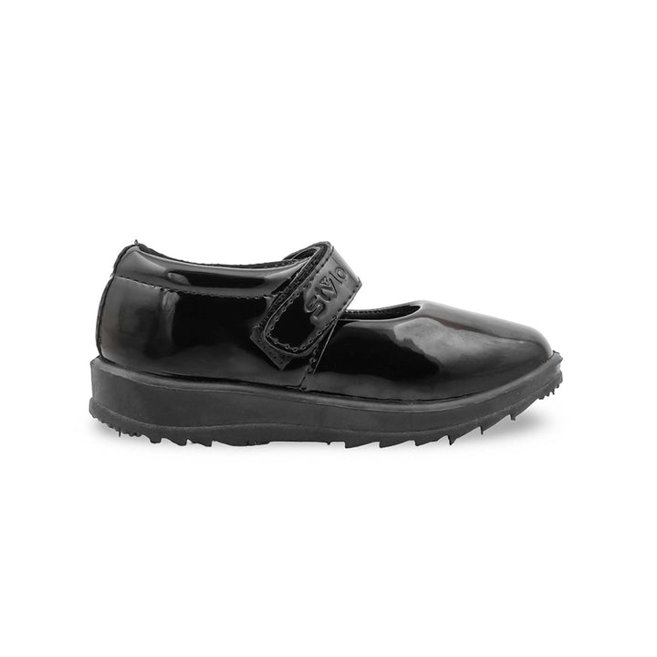 Girls Black Velcro Strap School Shoes SK0104