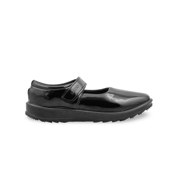 Girls Black Velcro Strap School Shoes SK0105