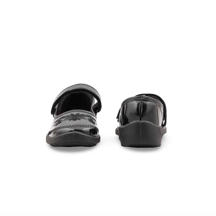 Girls Black Velcro Strap School Shoes SK0106