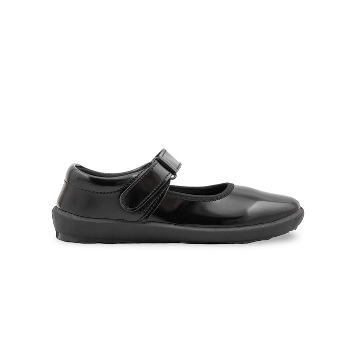 Girls Black Velcro Strap School Shoes SK0118