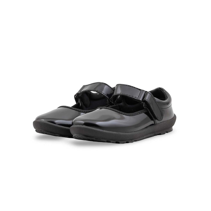 Girls Black Velcro Strap School Shoes SK0119