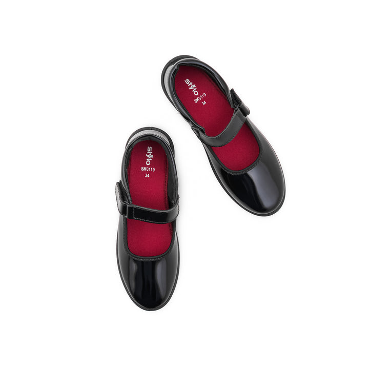 Girls Black Velcro Strap School Shoes SK0119