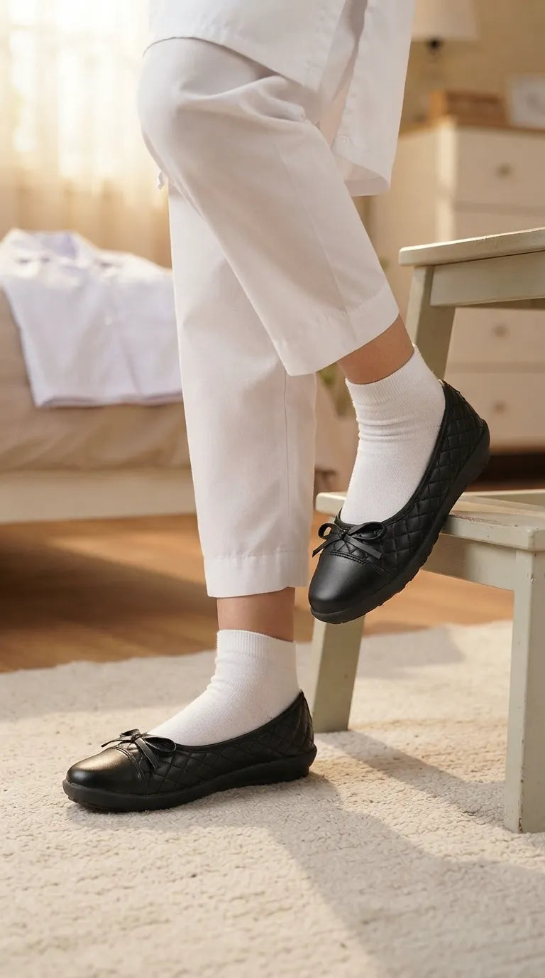 Girls Black School Pumps SK0121