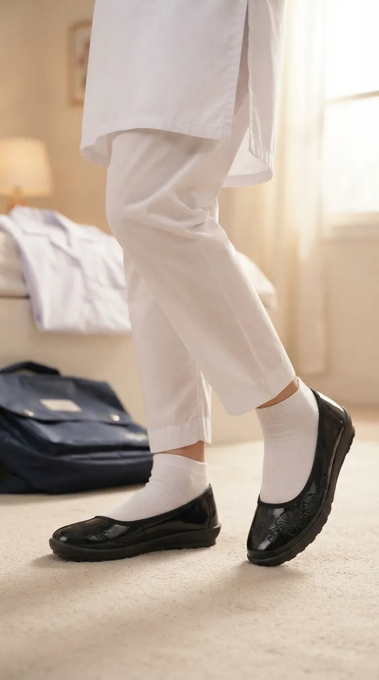 Girls Black School Pumps SK0122