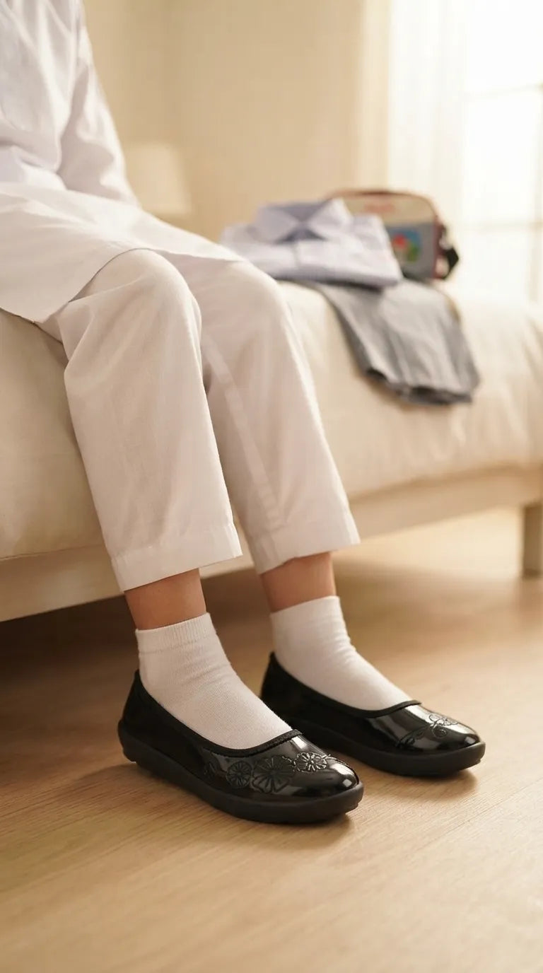 Girls Black School Pumps SK0122