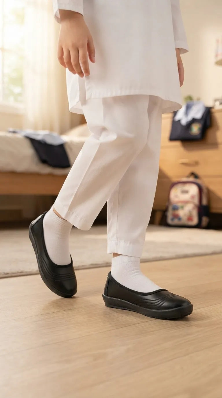 Girls Black School Pumps SK0124
