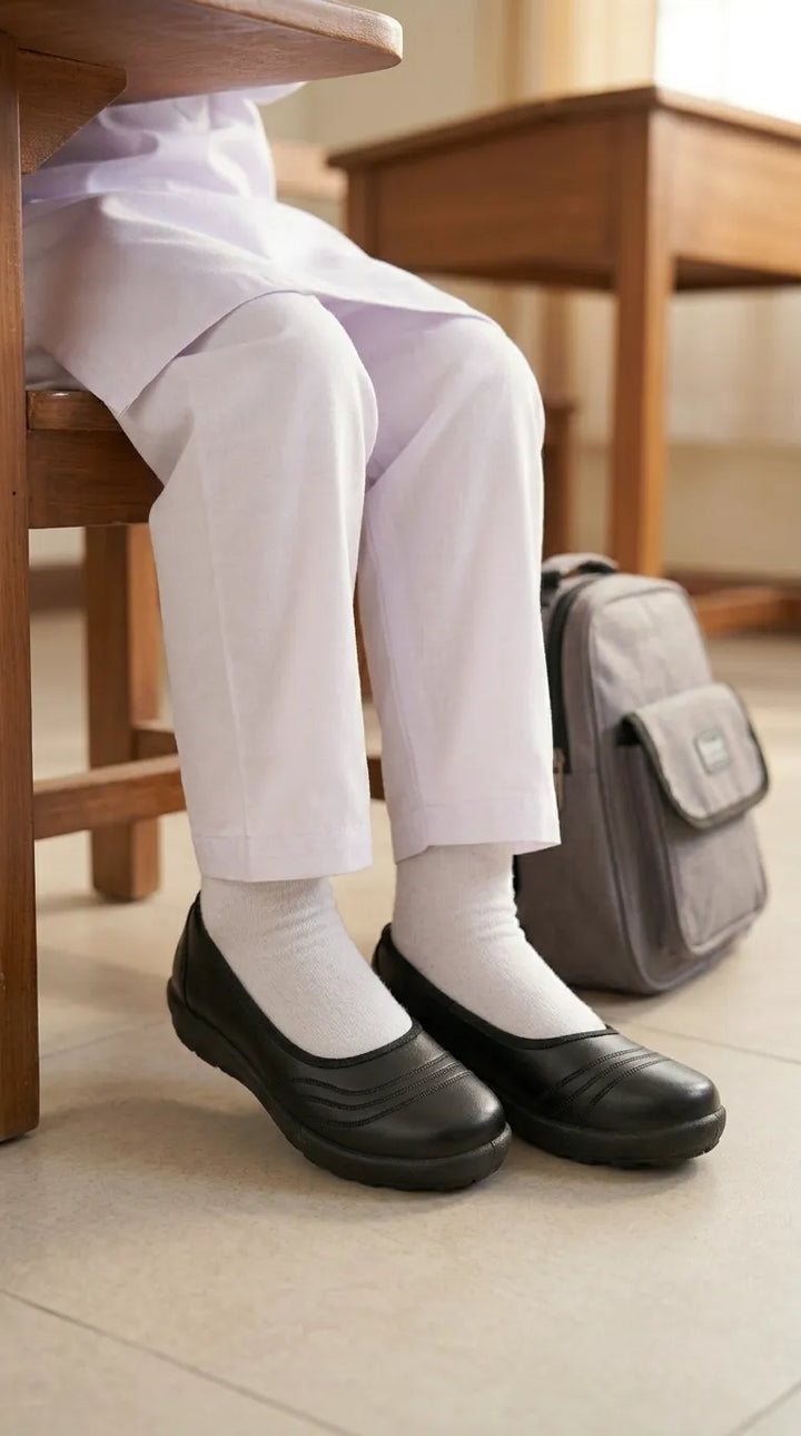 Girls Black School Pumps SK0125
